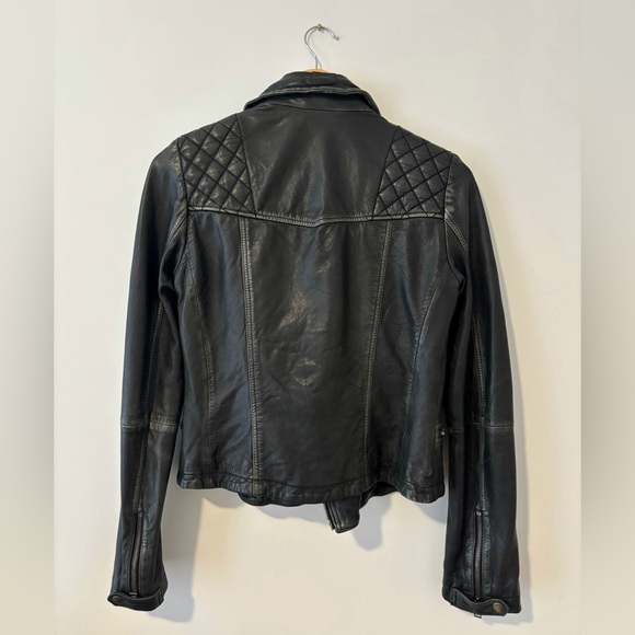 All Saints Quilted Black Leather Jacket - Picture 2 of 2